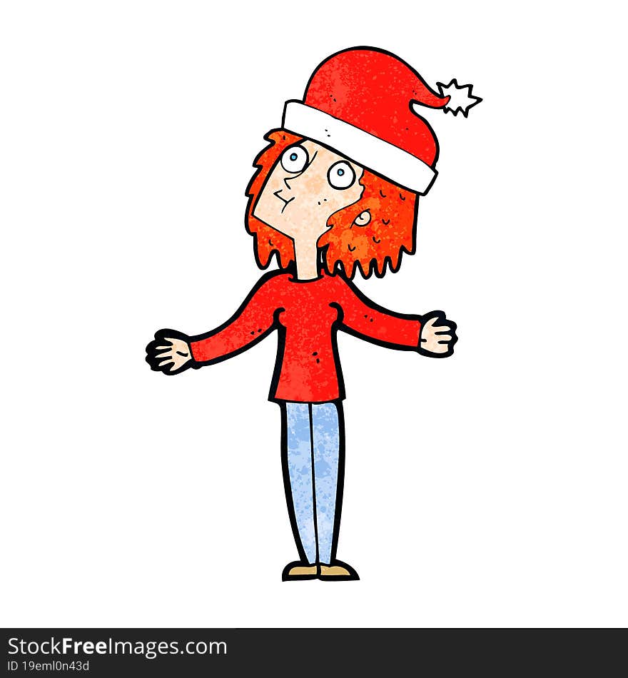 Cartoon Woman Ready For Christmas