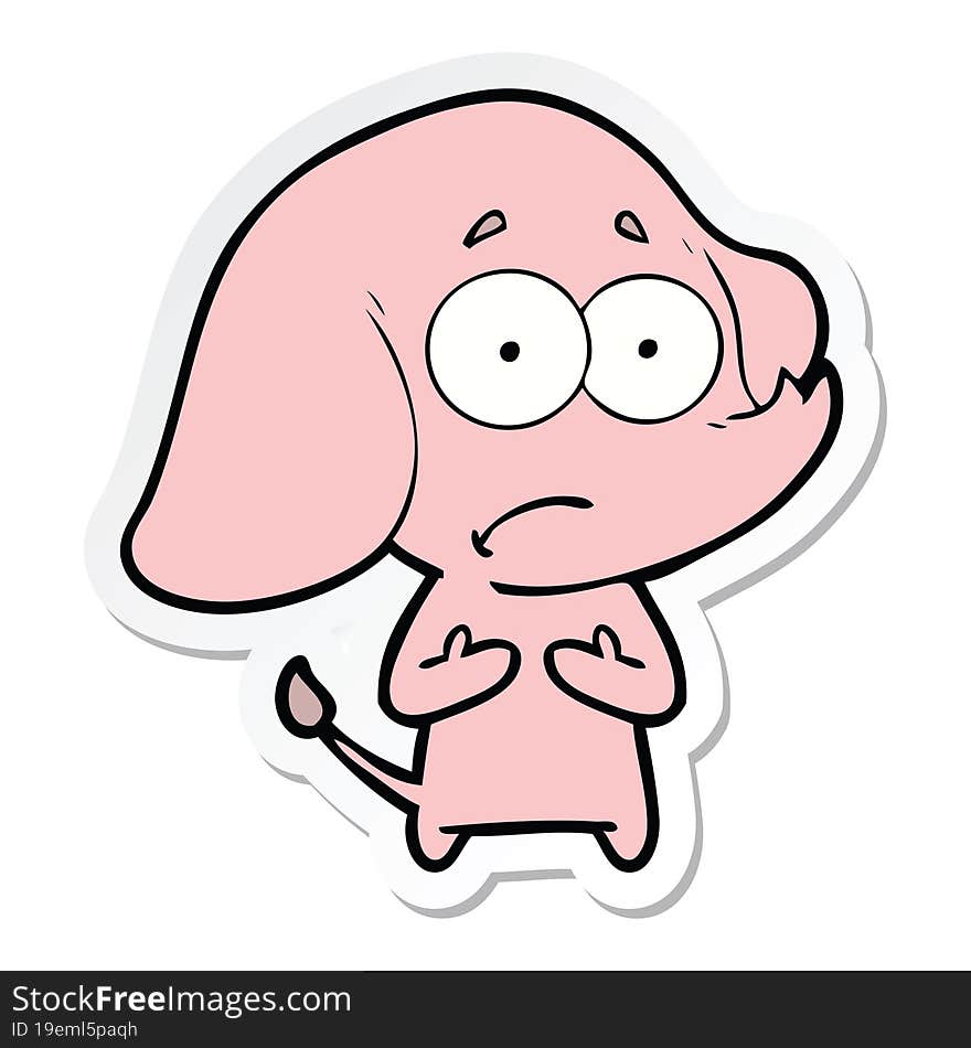 sticker of a cartoon unsure elephant