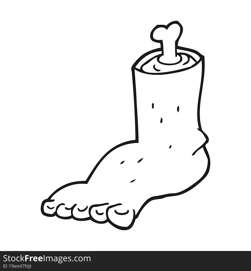 Black And White Cartoon Severed Foot