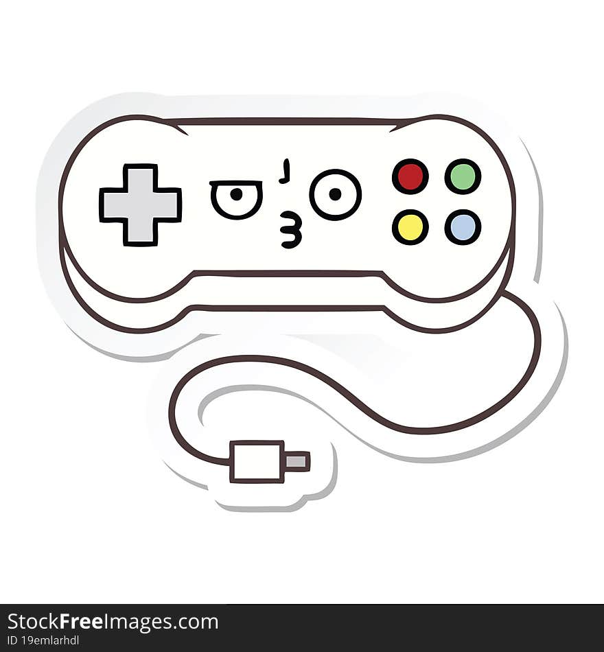 Sticker Of A Cute Cartoon Game Controller