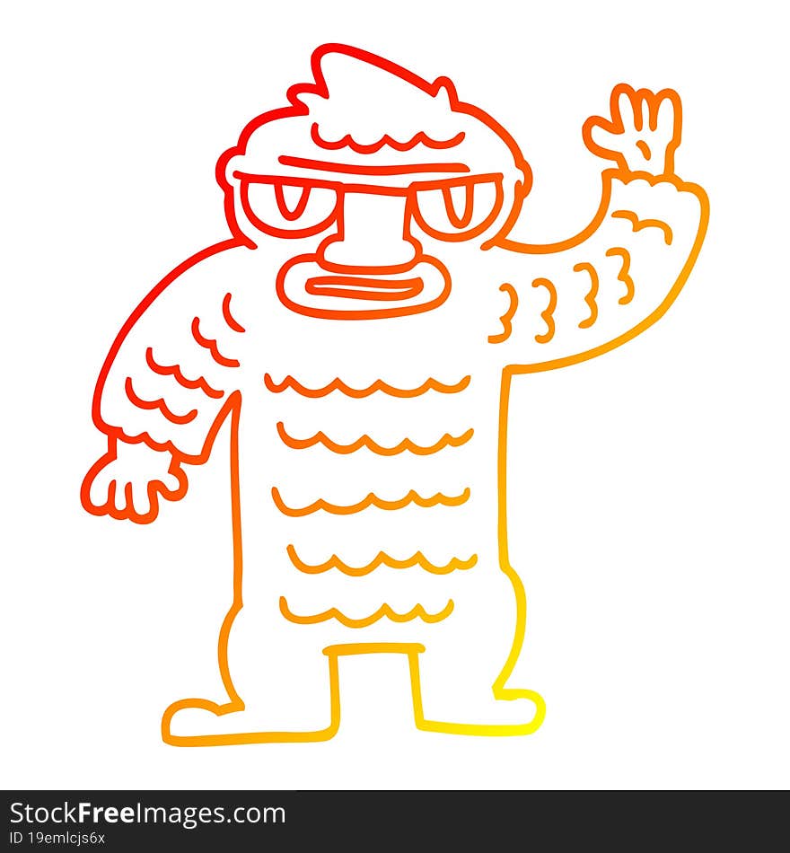 warm gradient line drawing cartoon big yeti