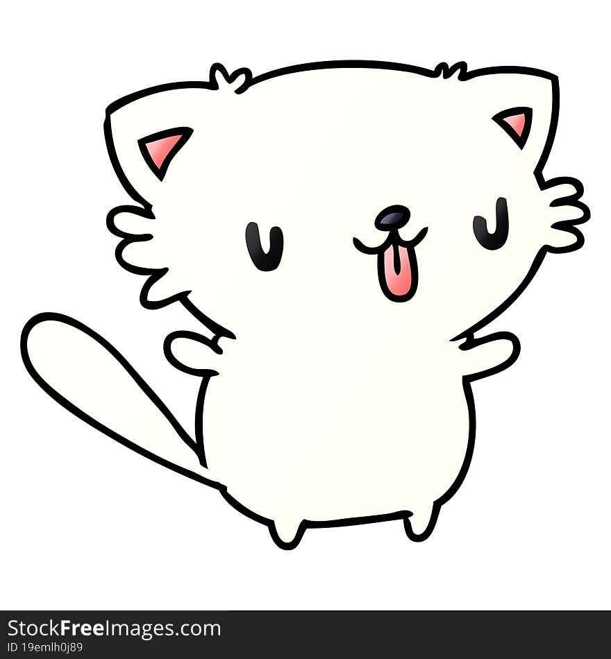 Gradient Cartoon Of Cute Kawaii Cat