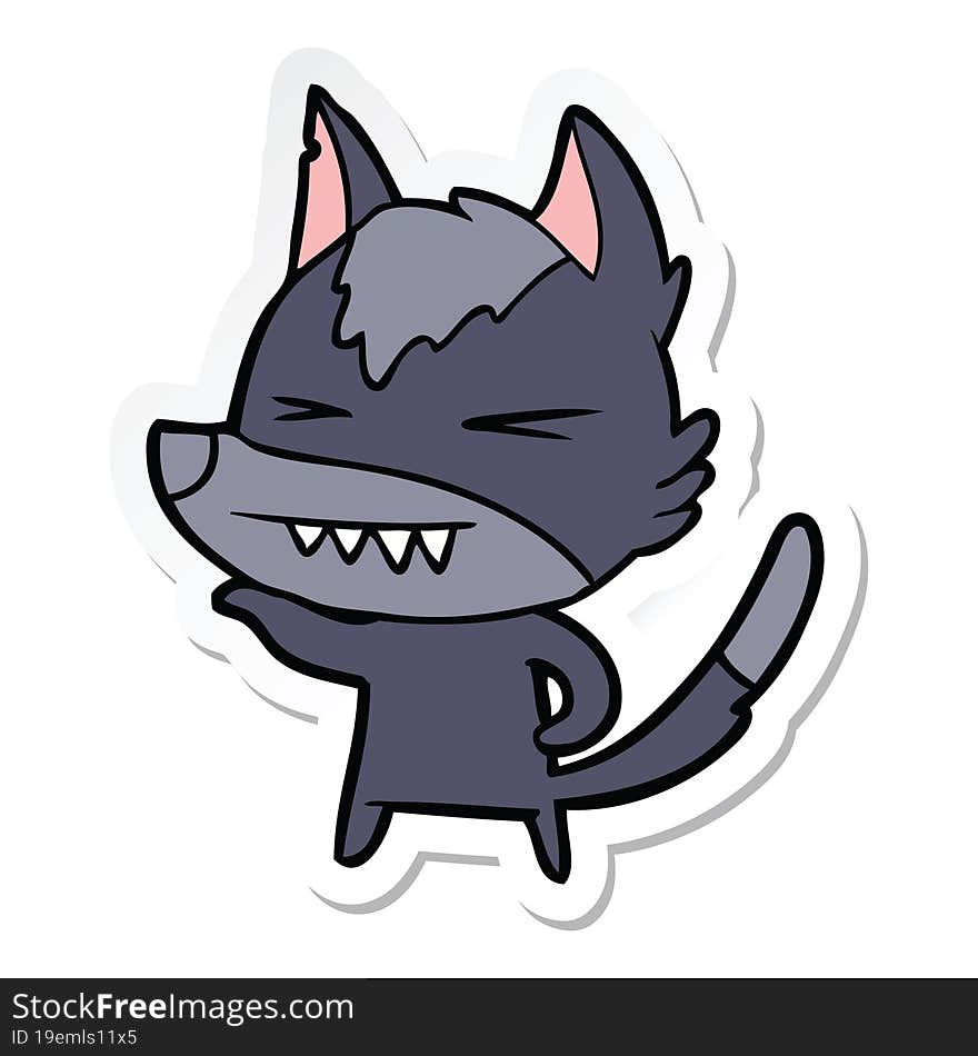 Sticker Of A Angry Wolf Cartoon