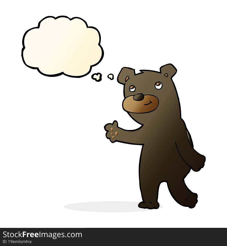 Cute Cartoon Black Bear With Thought Bubble