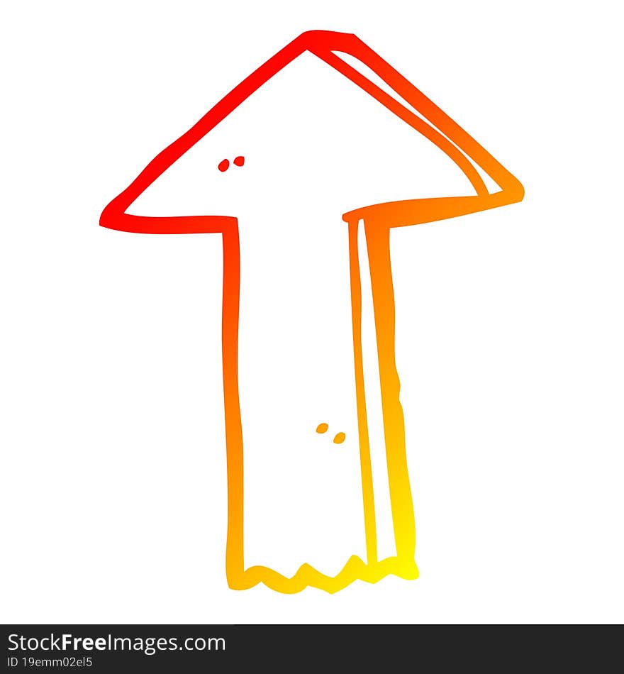 warm gradient line drawing cartoon arrow