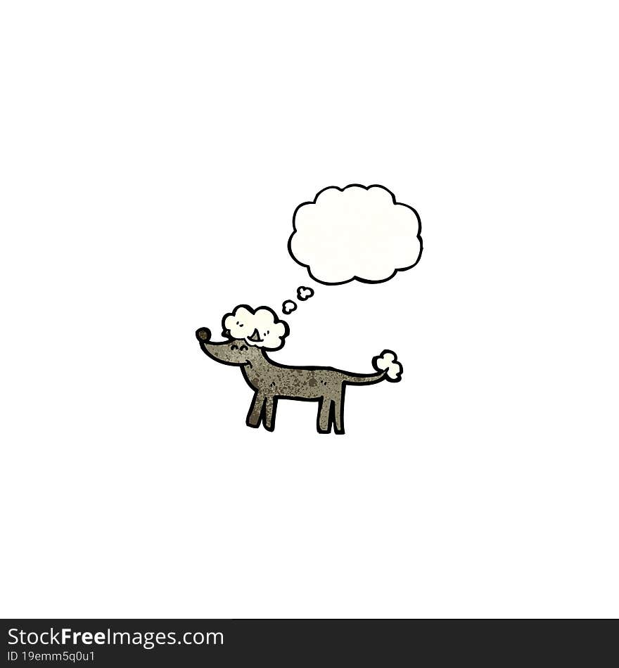 cartoon poodle with thought bubble