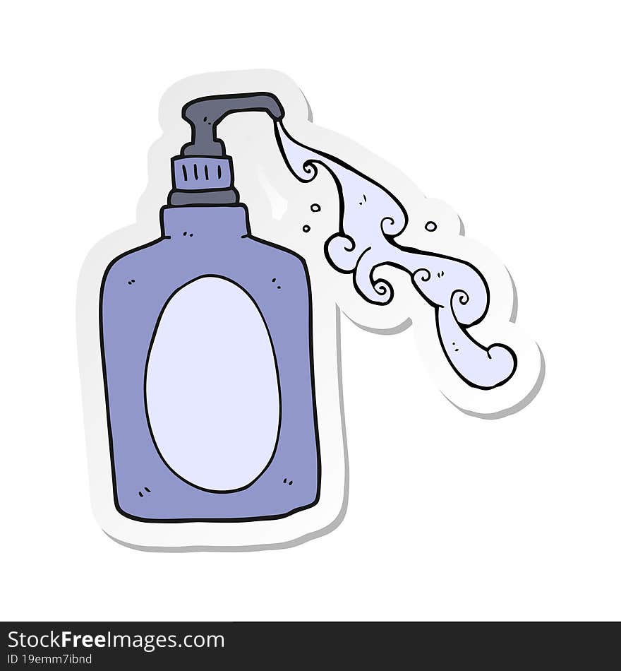 sticker of a cartoon hand soap squirting