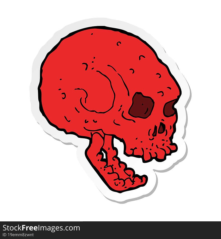 sticker of a cartoon spooky skull