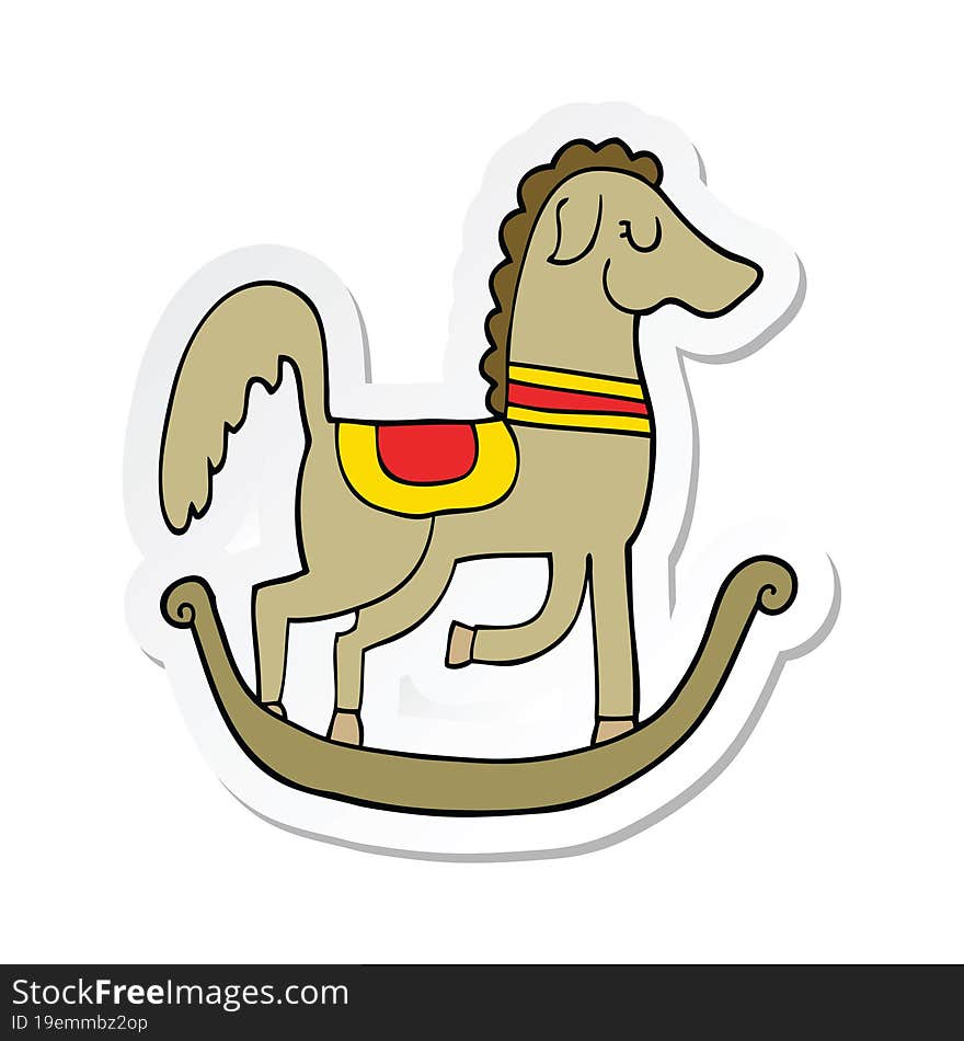 sticker of a cartoon rocking horse