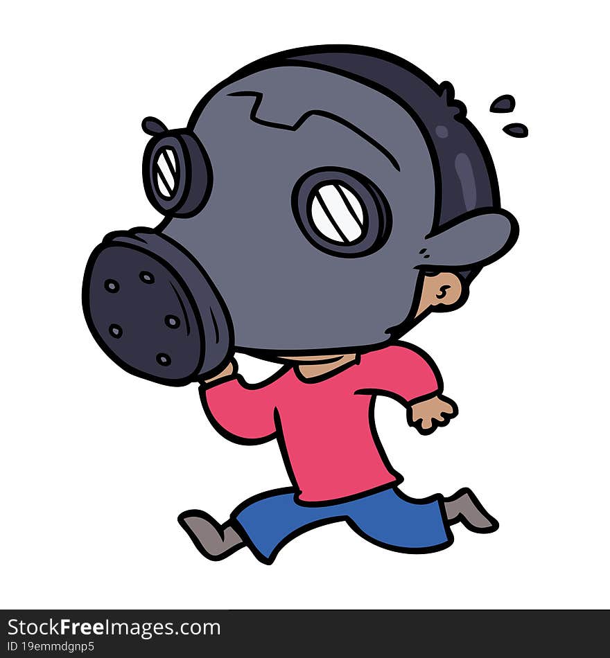 cartoon man wearing gas mask. cartoon man wearing gas mask