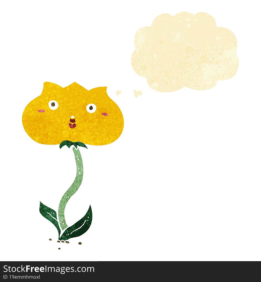 Cartoon Shocked Flower With Thought Bubble