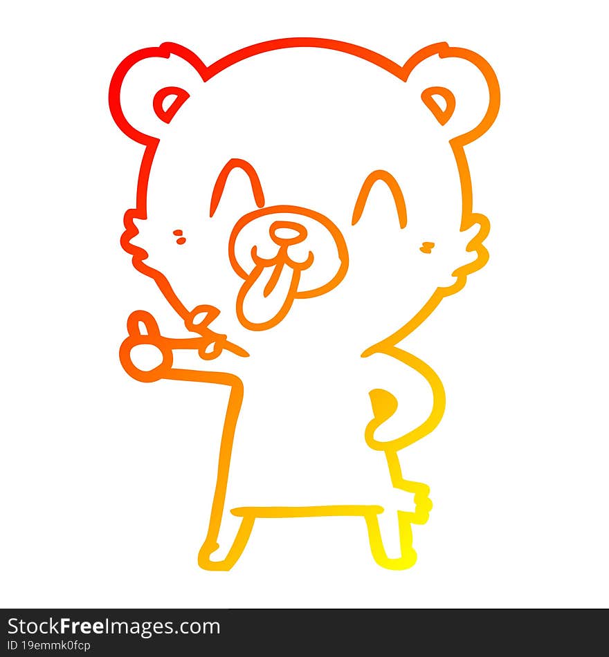 warm gradient line drawing rude cartoon bear