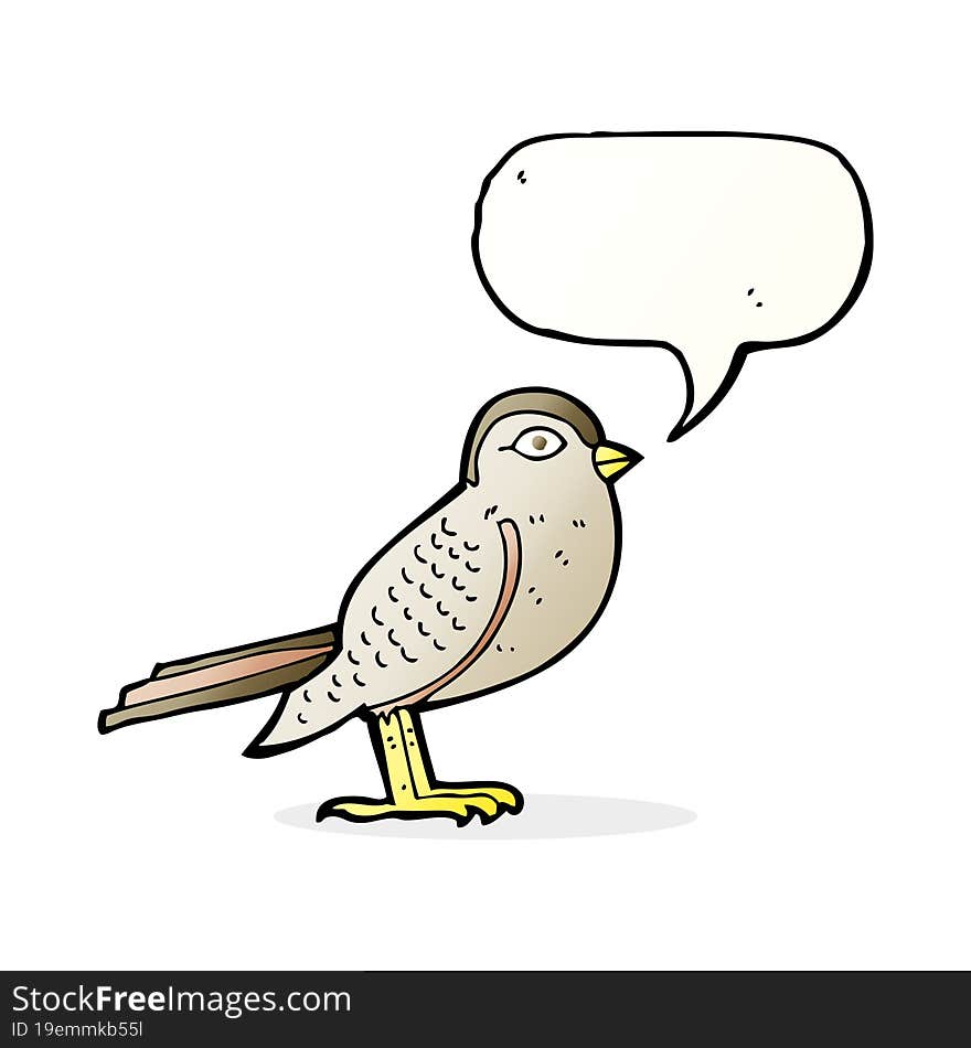 Cartoon Garden Bird With Speech Bubble