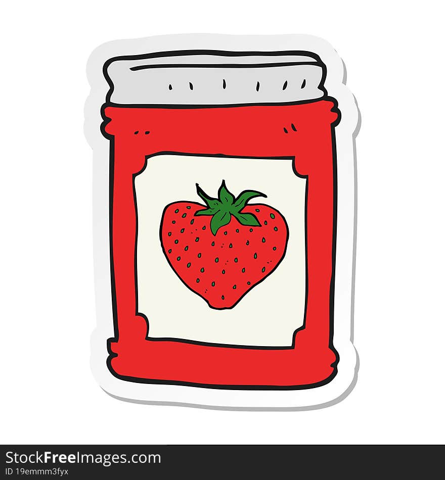 sticker of a cartoon strawberry jam jar