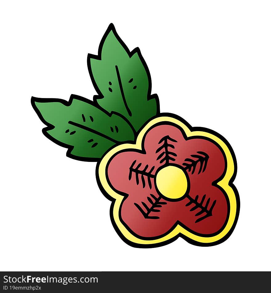 cartoon doodle rose tattoo symbol