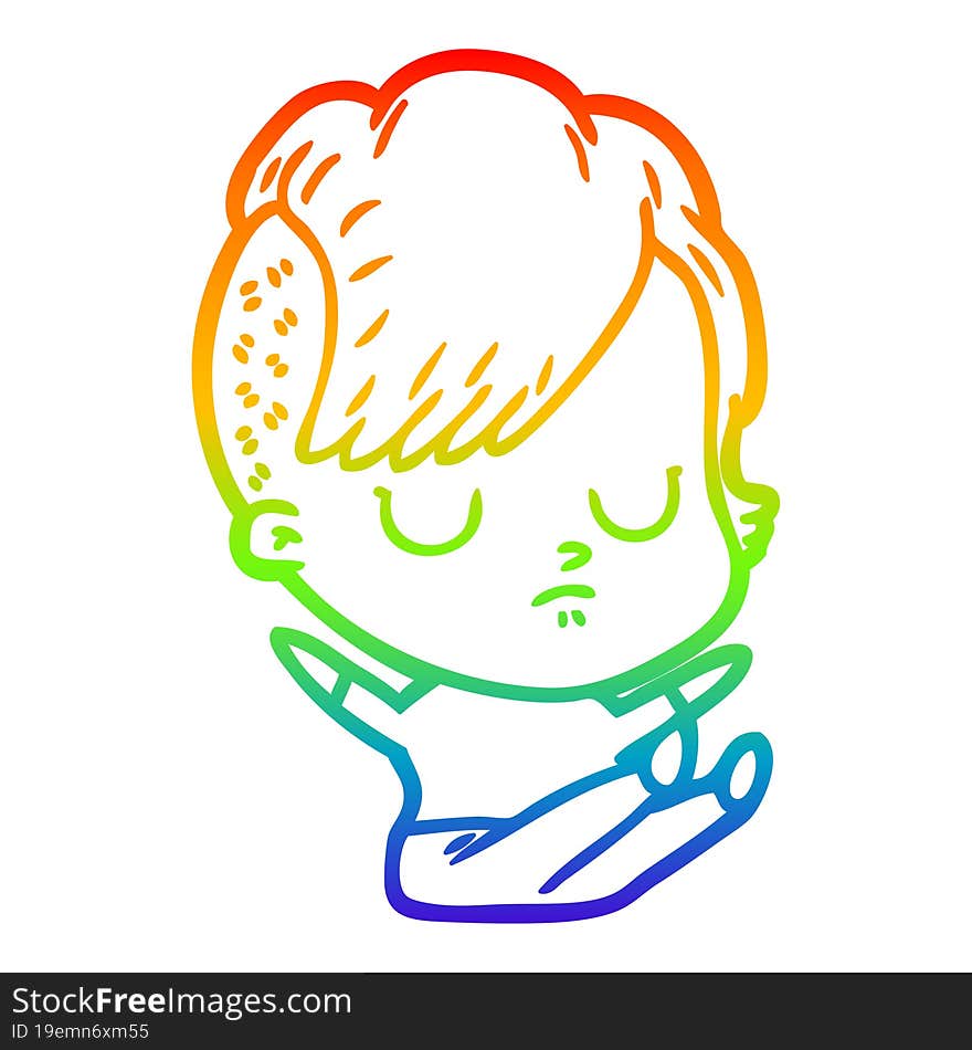 rainbow gradient line drawing of a cartoon woman