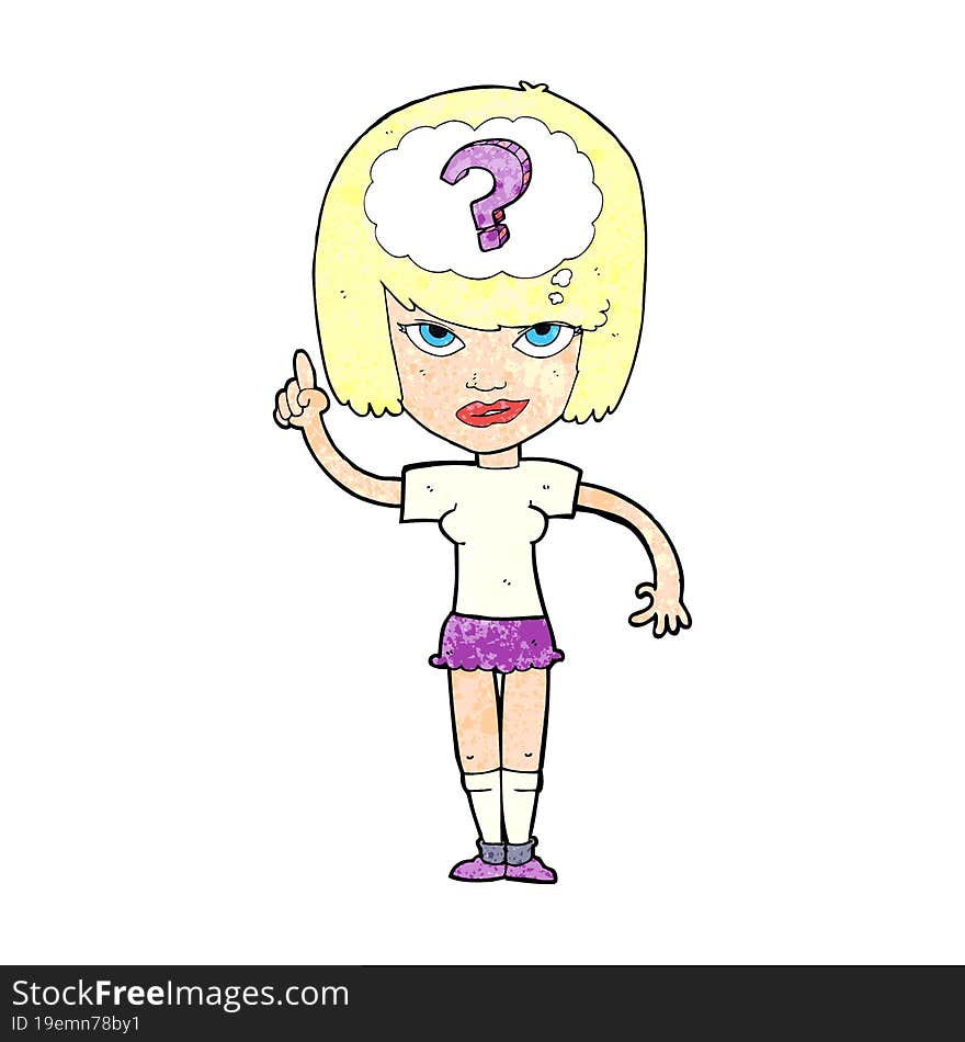 cartoon woman thinking