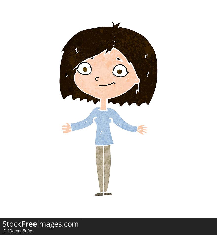 Cartoon Woman Shrugging Shoulders