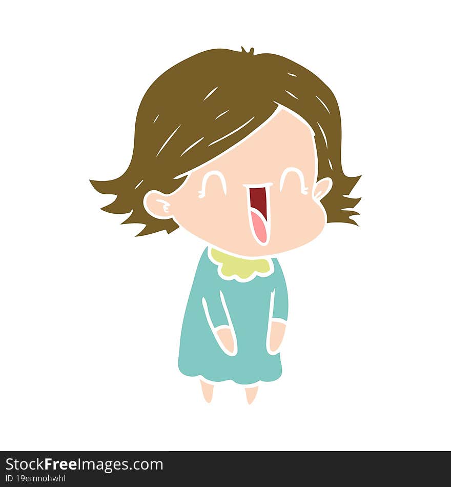 flat color style cartoon happy woman