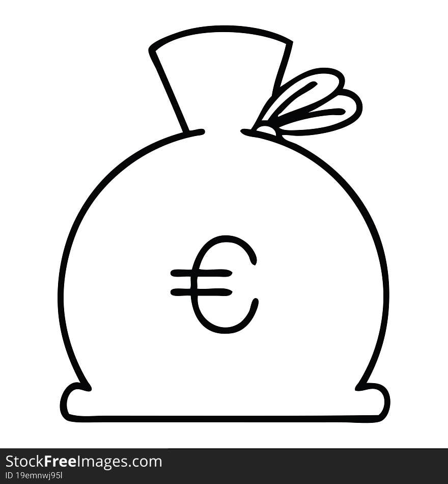 line drawing cartoon bag of money