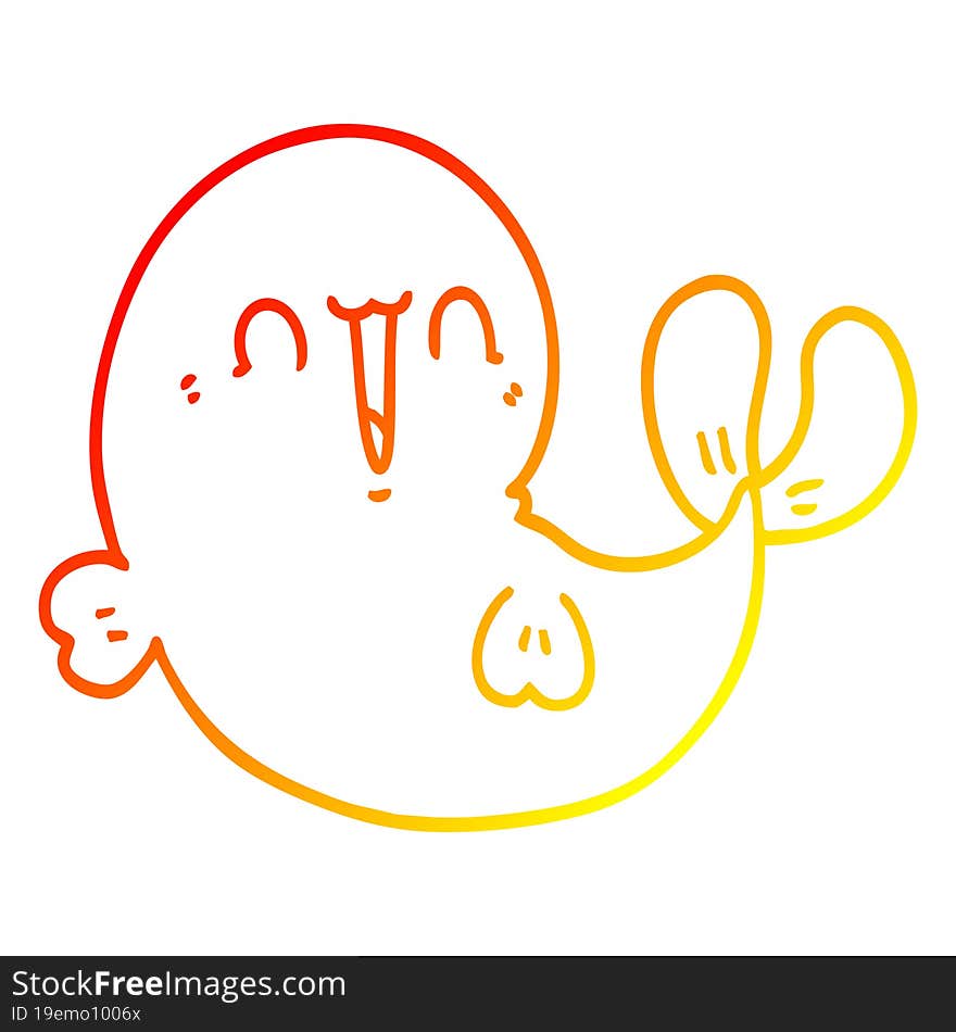 warm gradient line drawing cute cartoon whale