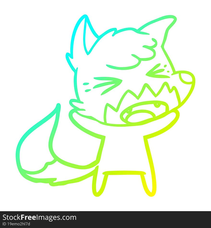 cold gradient line drawing angry cartoon fox