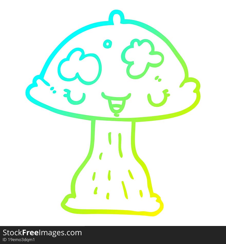 cold gradient line drawing cartoon toadstool