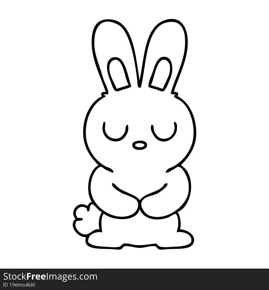 quirky line drawing cartoon rabbit