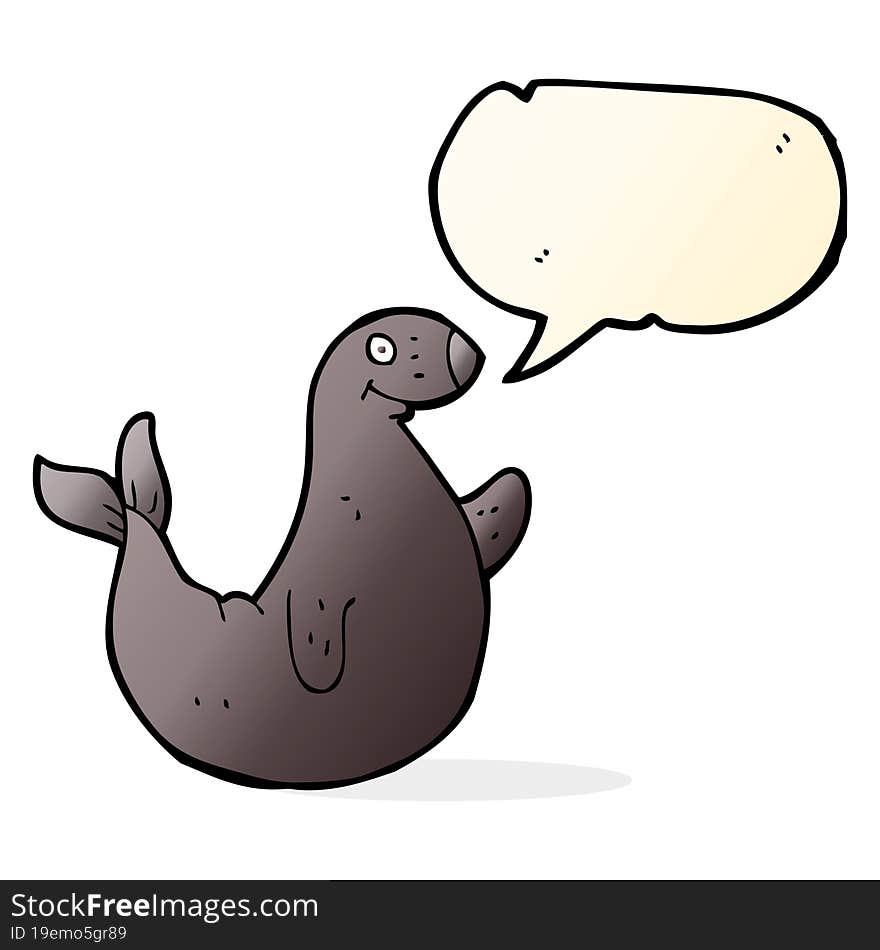 Cartoon Seal With Speech Bubble