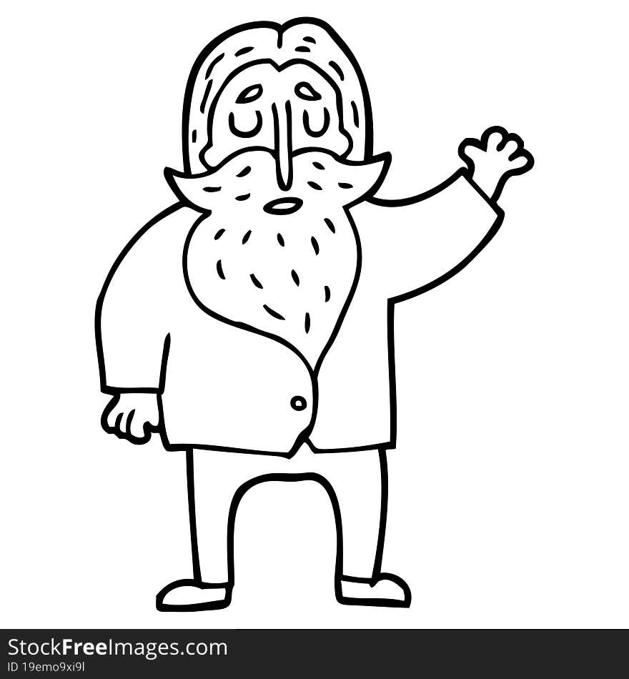 line drawing cartoon bearded man