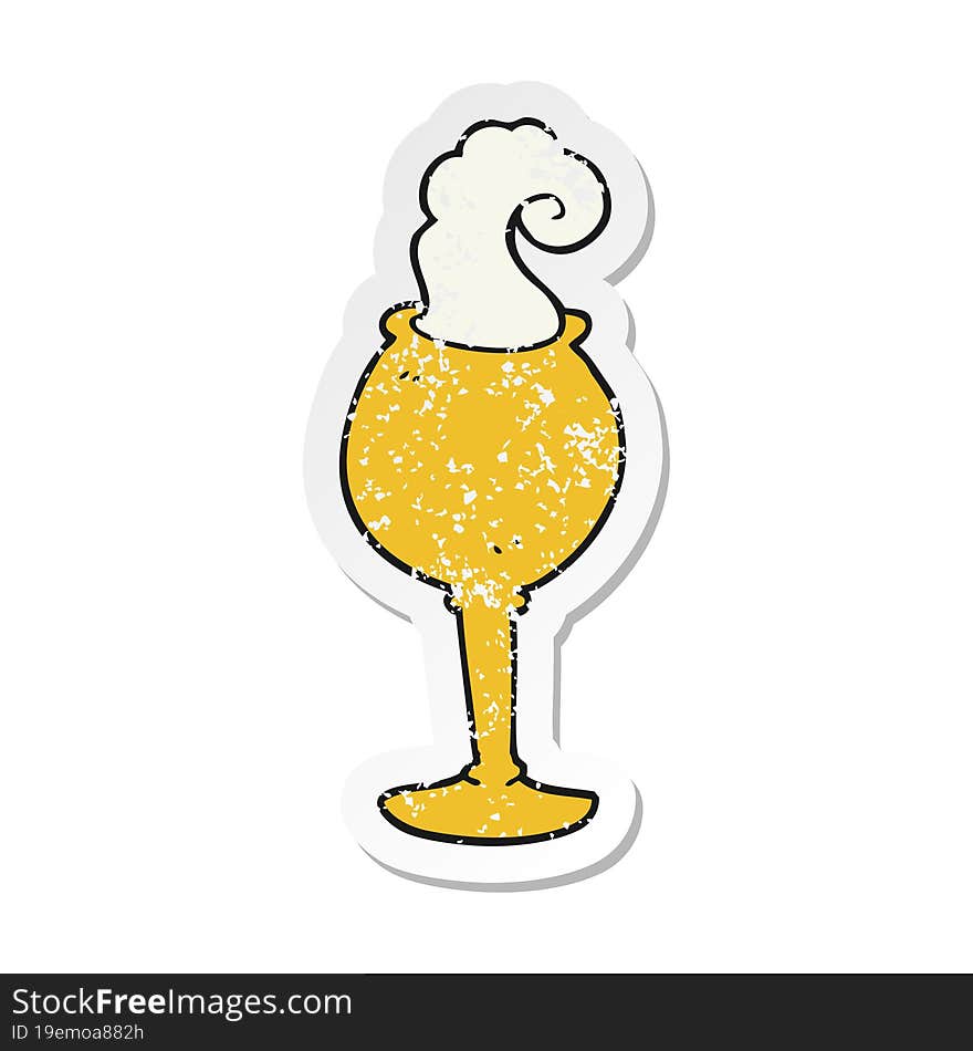 retro distressed sticker of a cartoon magic goblet