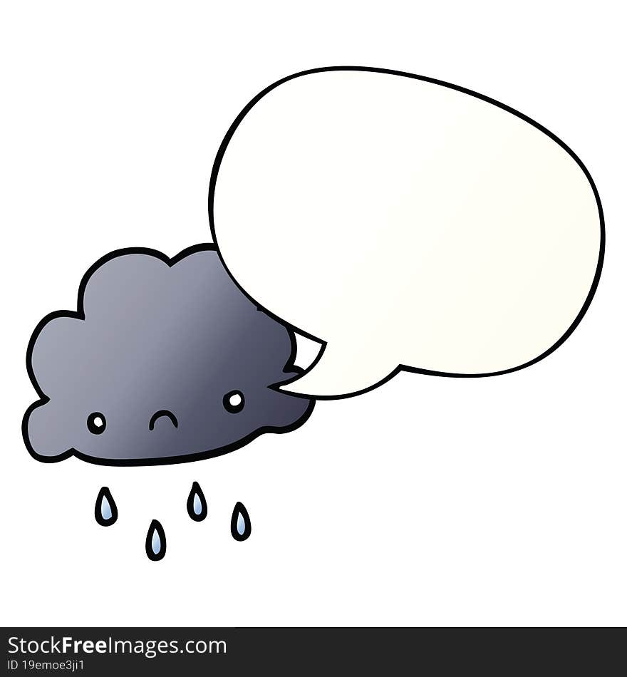 cartoon storm cloud and speech bubble in smooth gradient style