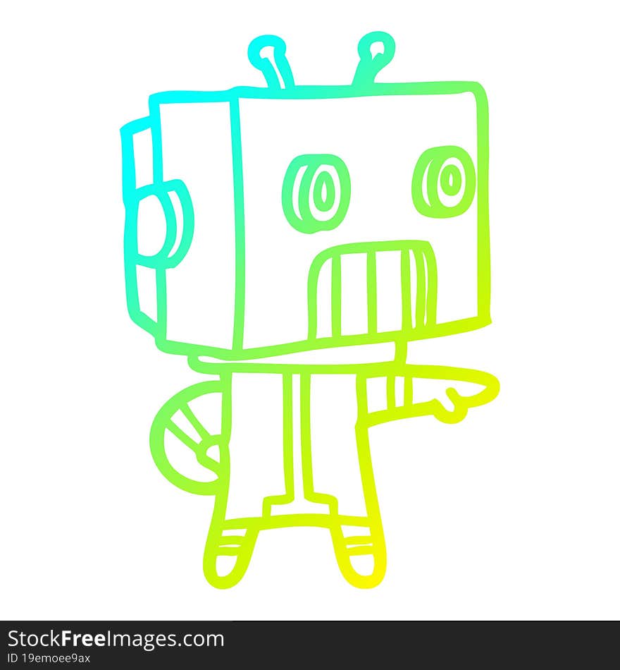 cold gradient line drawing cartoon robot