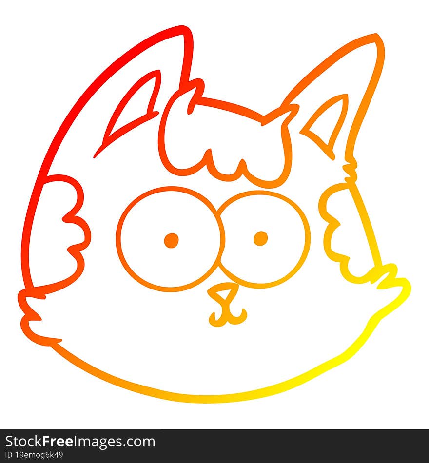 warm gradient line drawing cartoon cat face