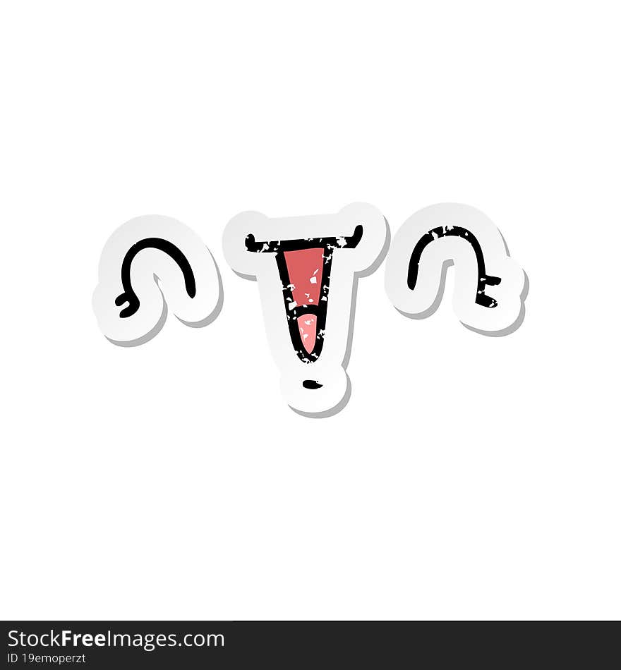 distressed sticker of a happy cartoon face