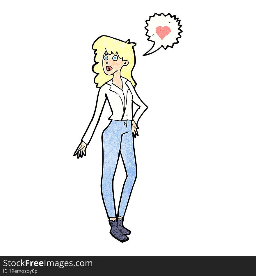 cartoon woman in love