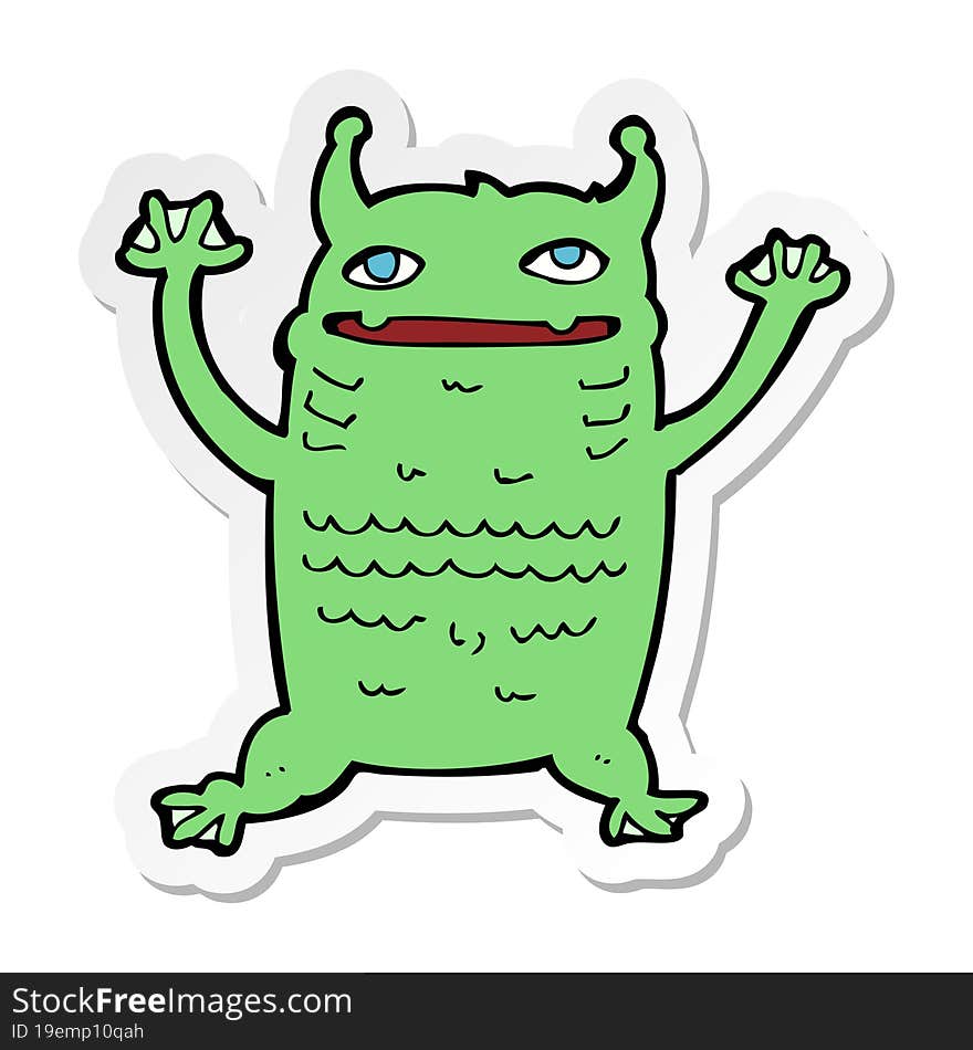 sticker of a cartoon little monster