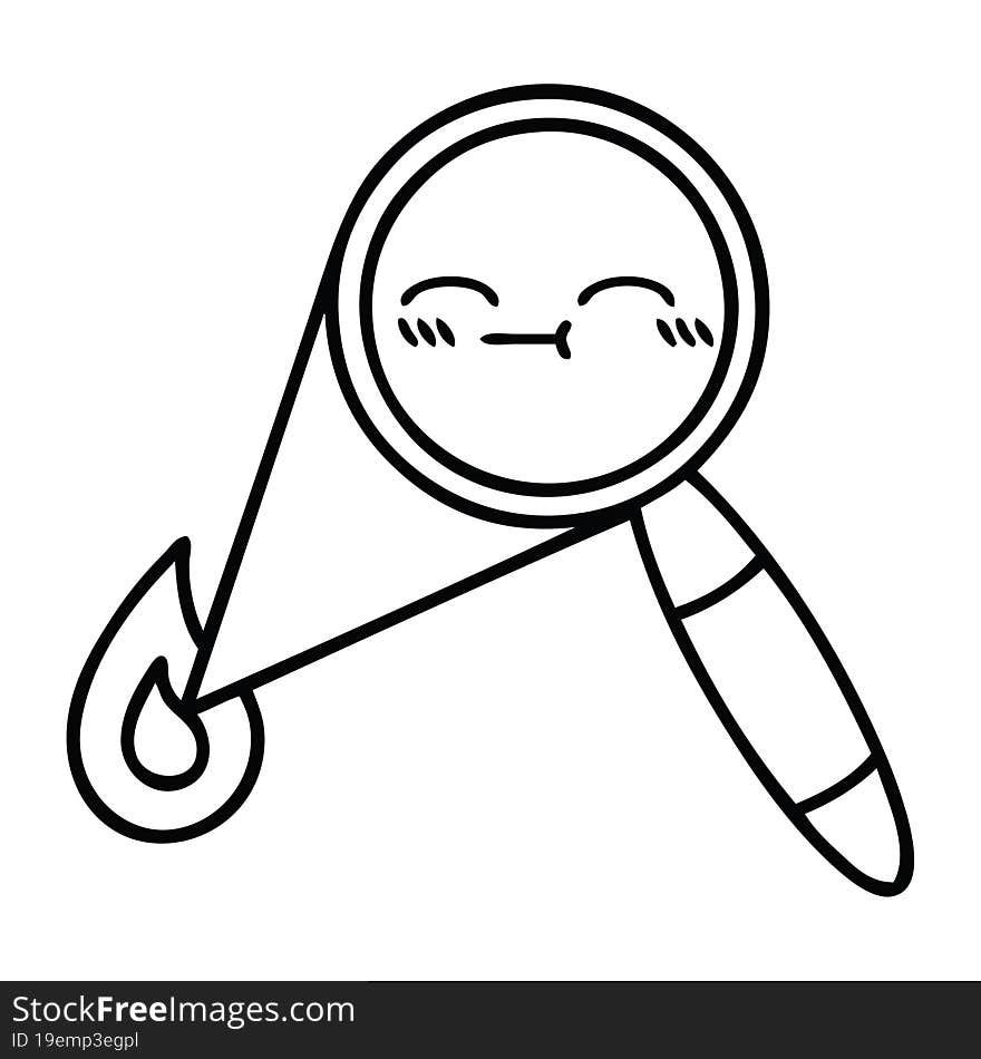 line drawing cartoon magnifying glass