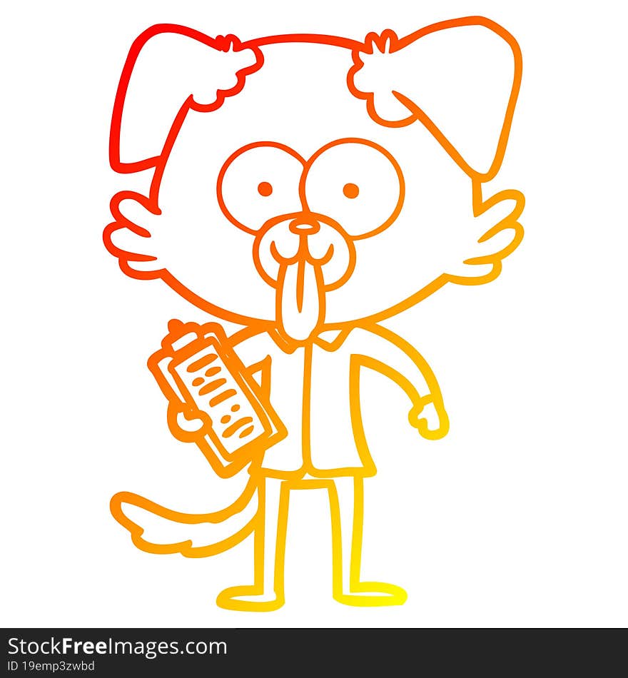 warm gradient line drawing of a cartoon dog with tongue sticking out