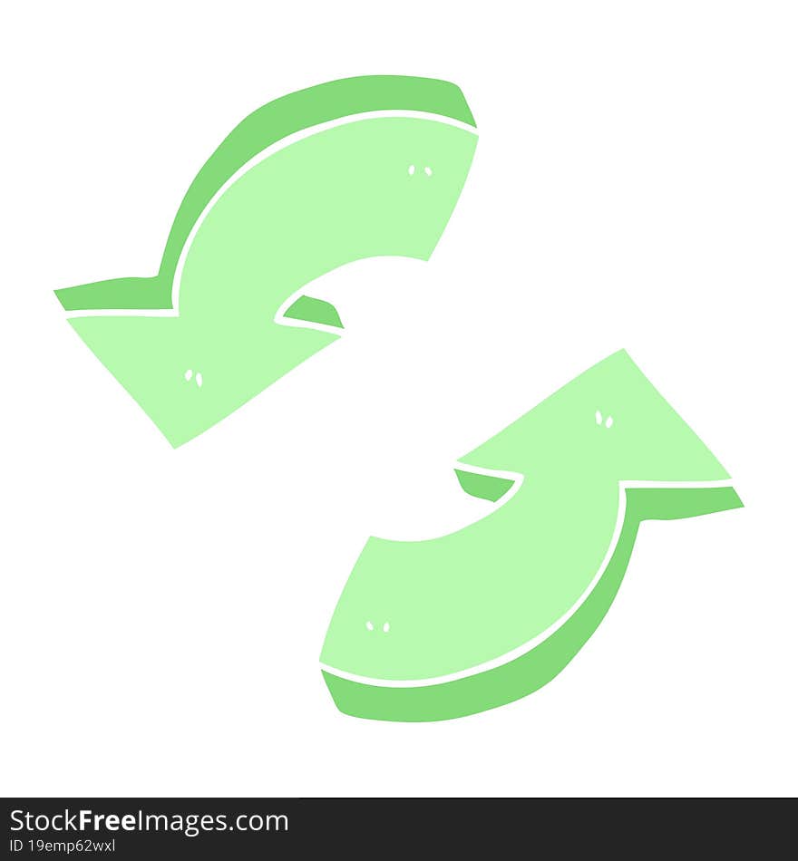 flat color illustration of a cartoon recycling arrows