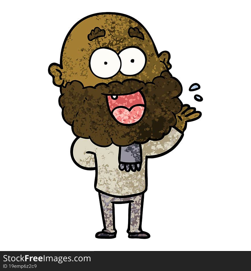 cartoon crazy happy man with beard amazed. cartoon crazy happy man with beard amazed