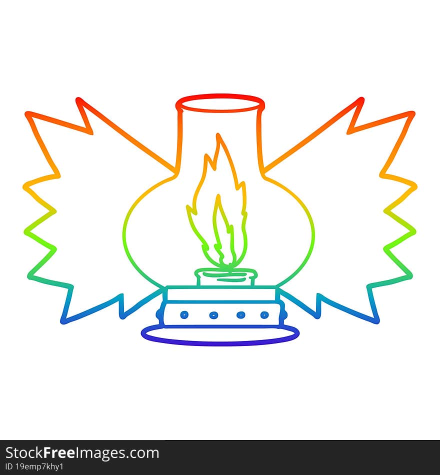 rainbow gradient line drawing of a cartoon lantern