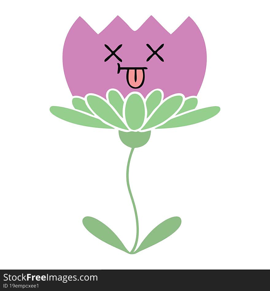 flat color retro cartoon flower