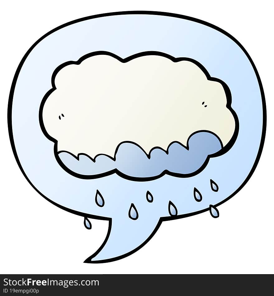 cartoon rain cloud and speech bubble in smooth gradient style