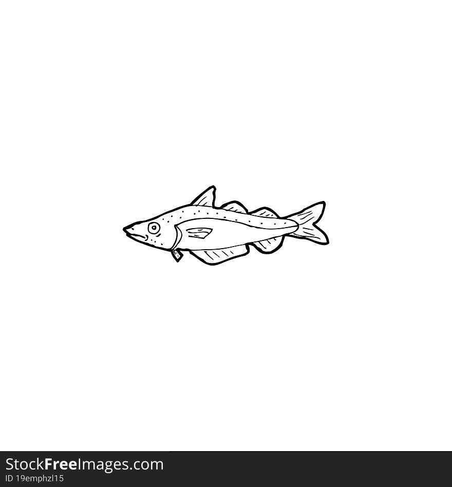 cartoon black and white fish drawing