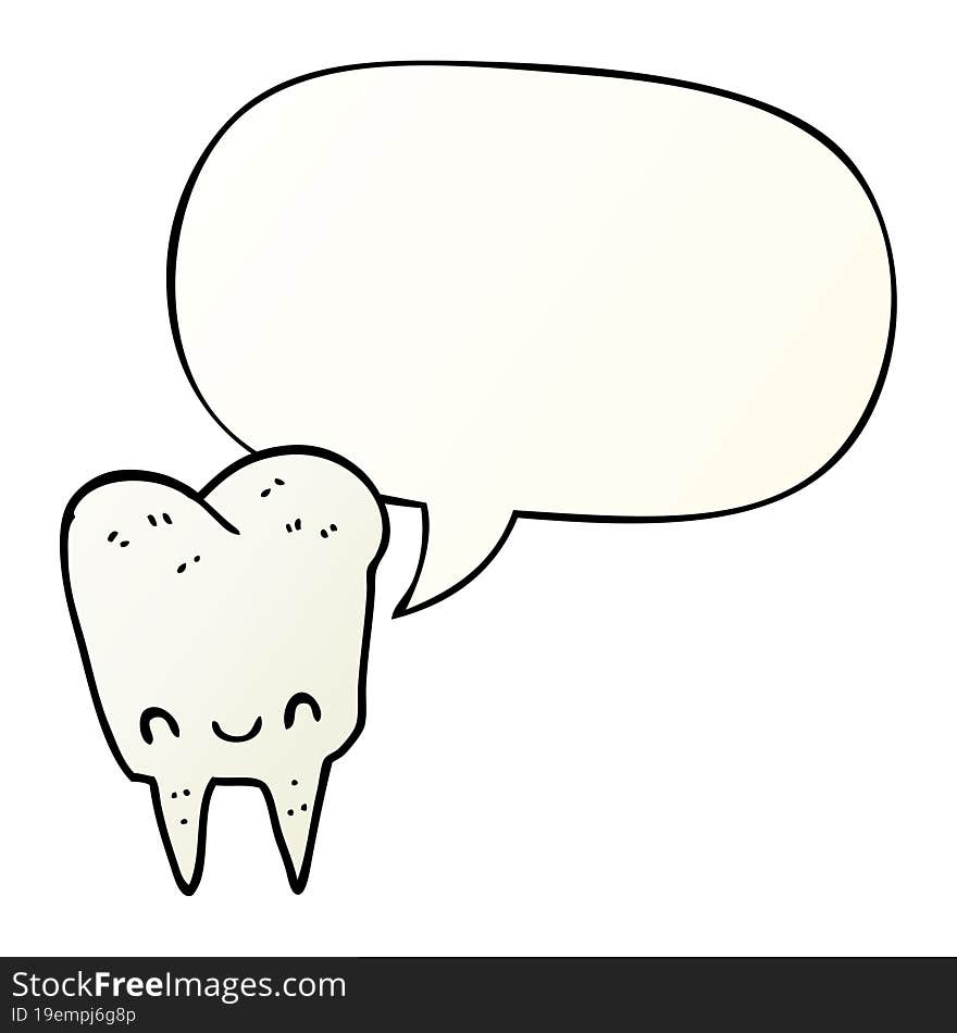 cartoon tooth and speech bubble in smooth gradient style