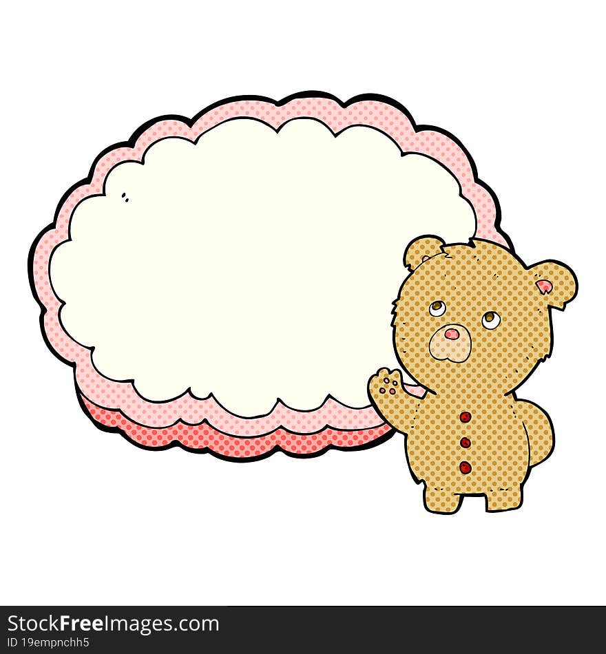 Cartoon Teddy Bear With Text Space Cloud