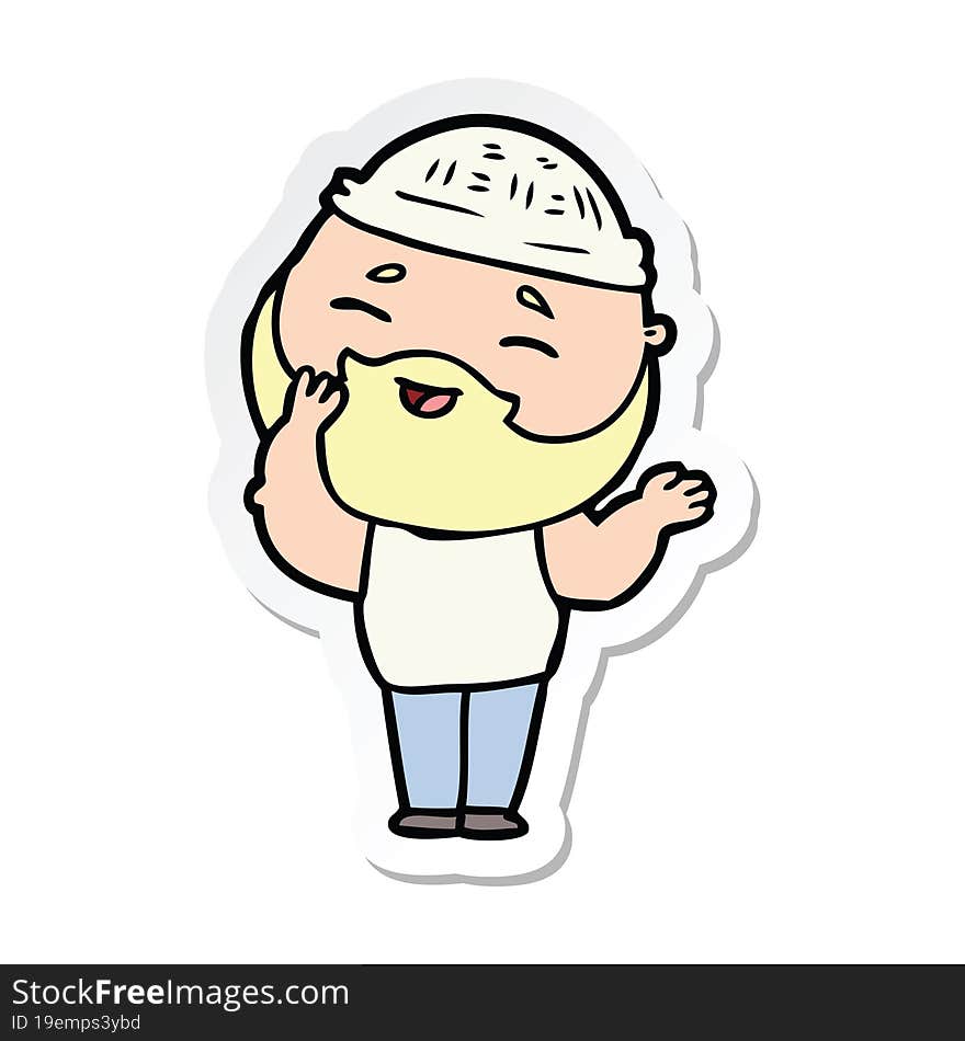 sticker of a cartoon happy bearded man