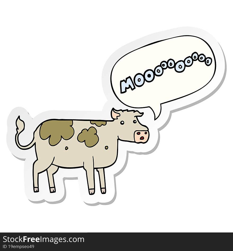 cartoon cow and speech bubble sticker