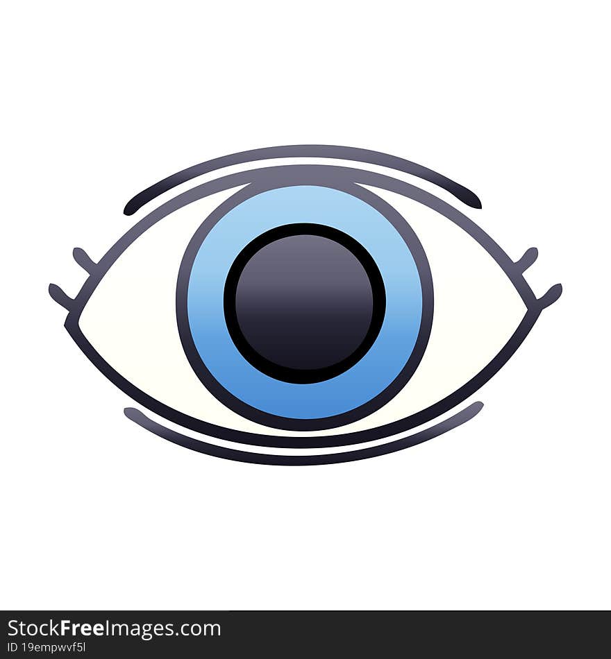 gradient shaded cartoon of a eye. gradient shaded cartoon of a eye